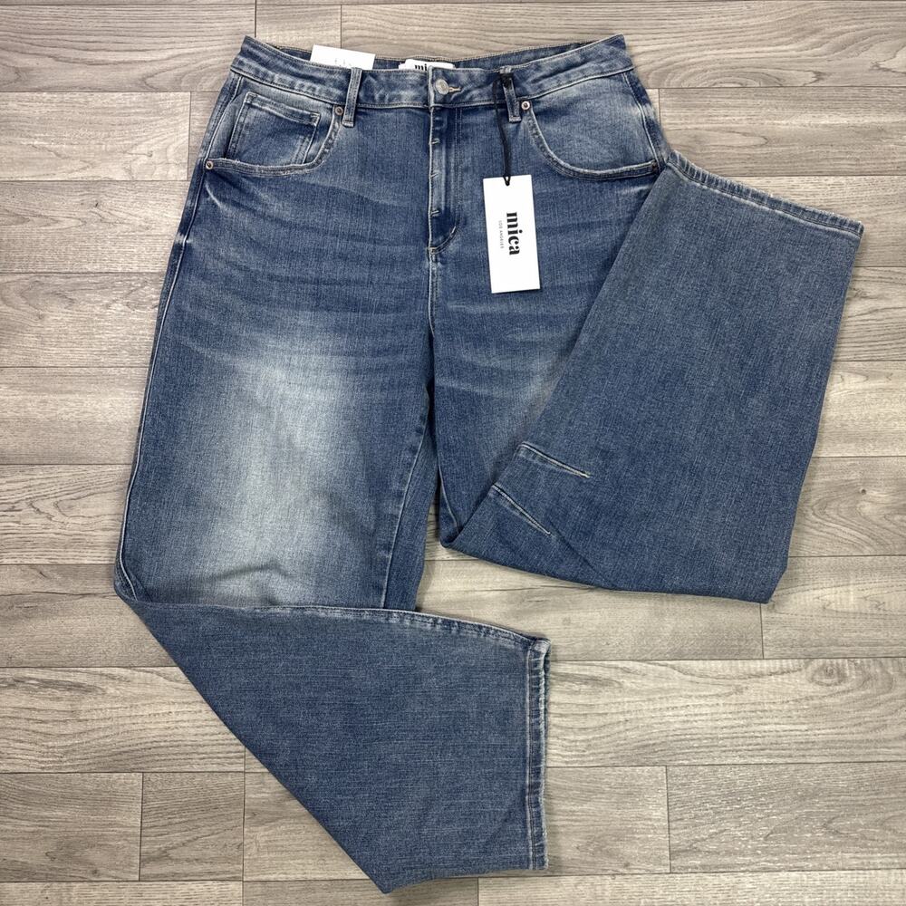 NWT MICA Denim Barrel Leg Jeans Super High Rise Medium Wash sz 30